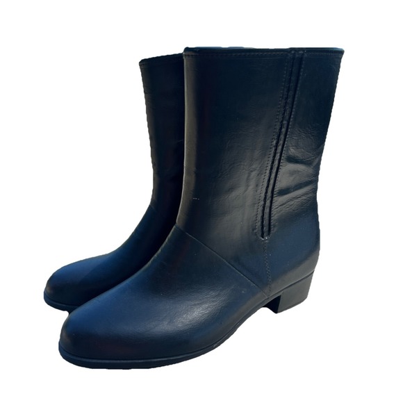 Woodbridge Shoes - Woodbridge Rubber Rain Boots Waterproof Black 9 Zip Lined Vintage Granny Garden